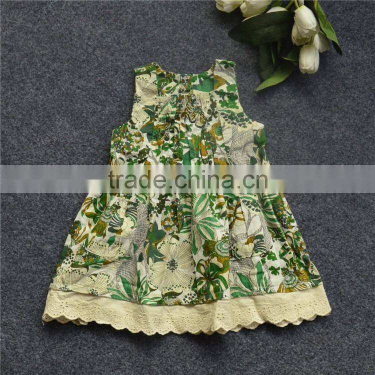 2016 New arrival summer boutique children dress wholesale new model girl dress for print frock design kid dress (ulik-GD094)