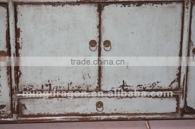 chinese antique furniture pine wood Shanxi one drawer four door blue cabinet