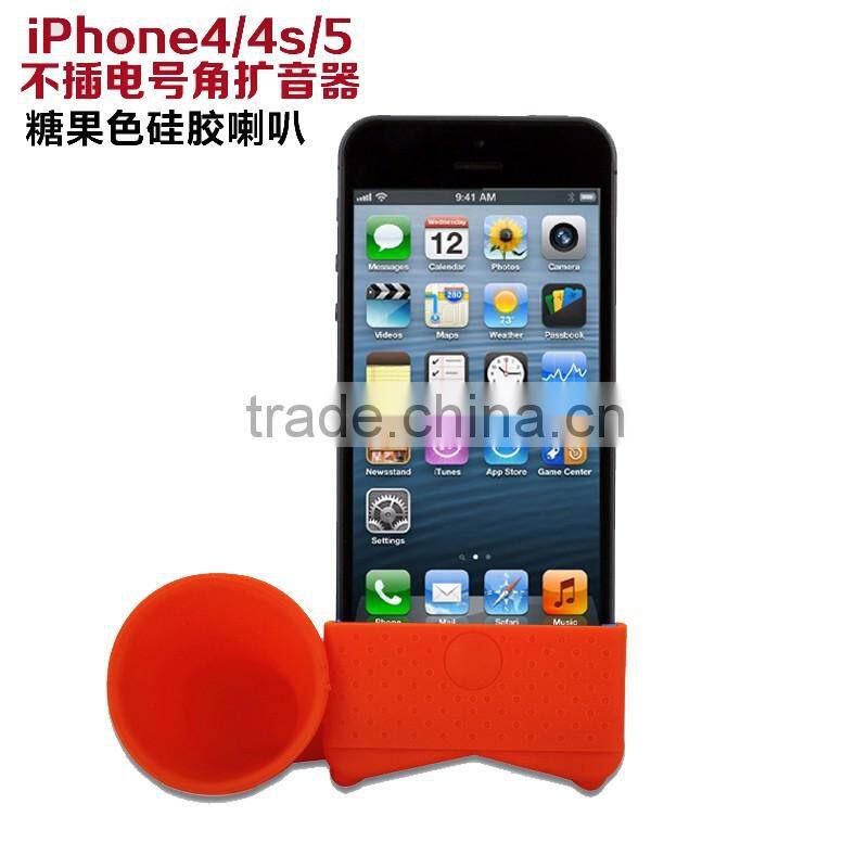 Hot Portable Soft Silicone Sound Amplifier Loud-speaker Horn Stand for iPhone 5