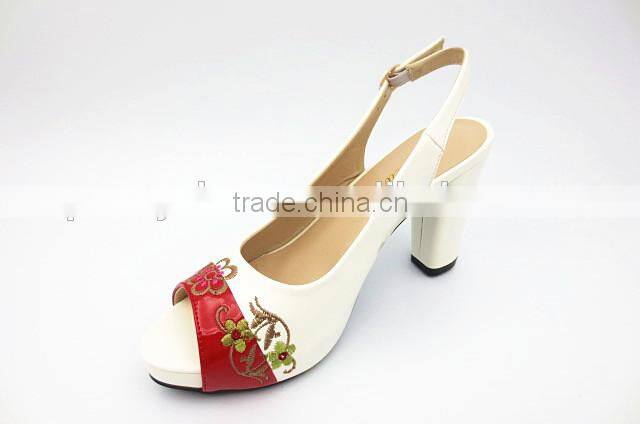 new high class mix color middle heel slingback sandals with embroider