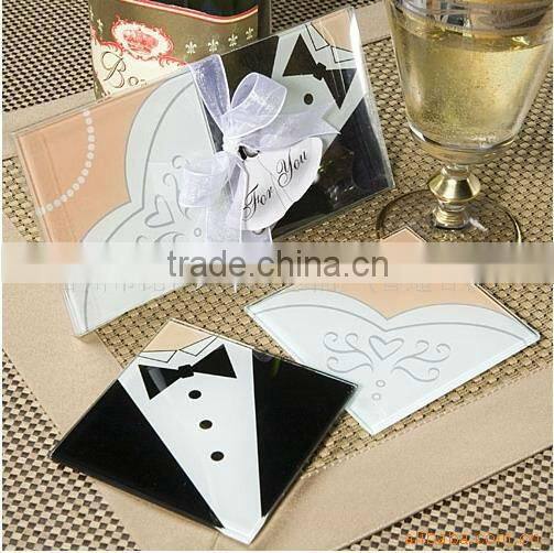 Wedding favors glass coaster