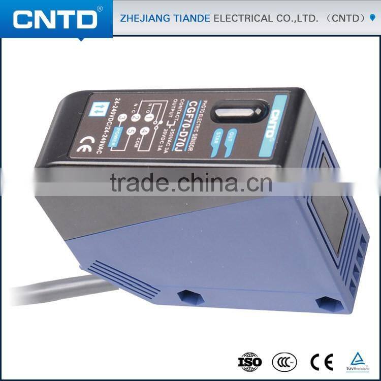 CNTD New Square Type AC/DC24-240V Supply Relay Output Photoelectric Sensor Reflex 5m Range CGF70-R5J