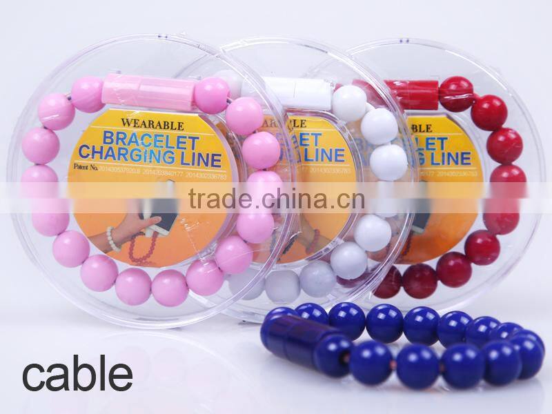 2015 New colorful usb cable micro usb data Bracelets cable for samsung/iphone5/6