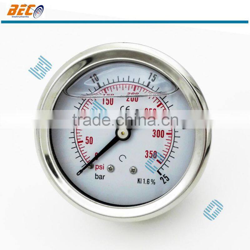 Half Stainless steel shock proof manometer pressure measurement devices