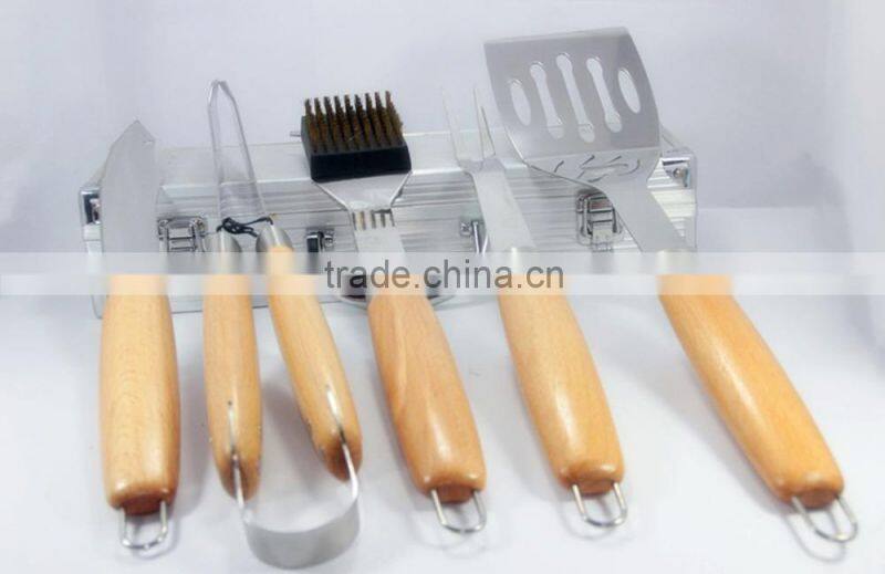 5 pcs stainless steel BBQ tool set with carry bag packing