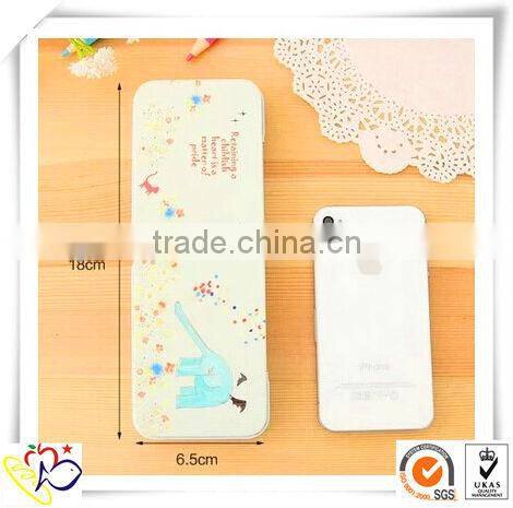 Rectangular custom printed metal pencil tin case