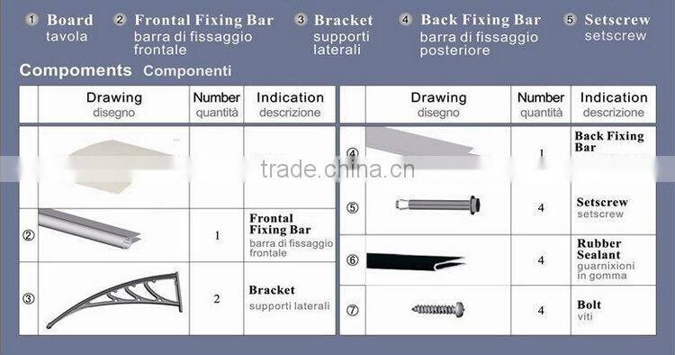 types of hollow makrolon polycarbonate roof sheet window awning