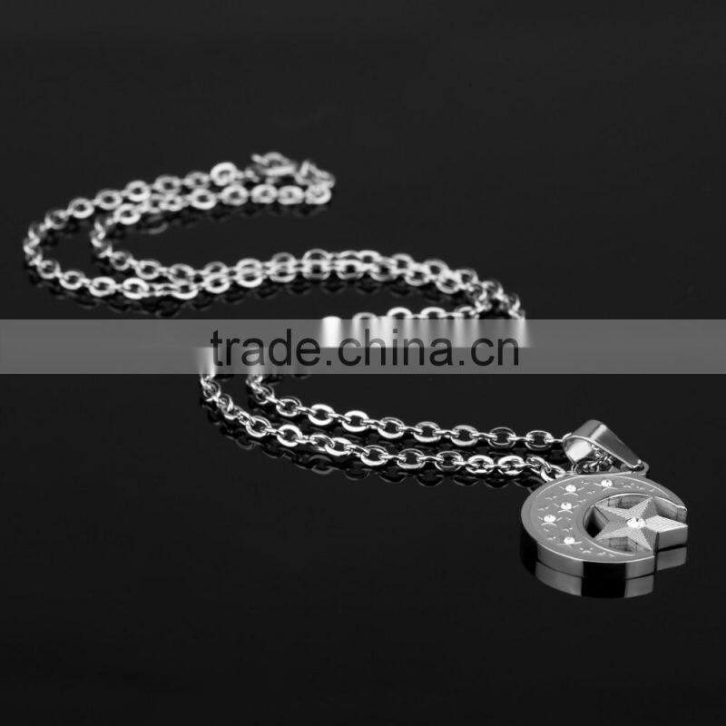 china top ten selling products 316L stainless steel silver plating moon star pendant for couples