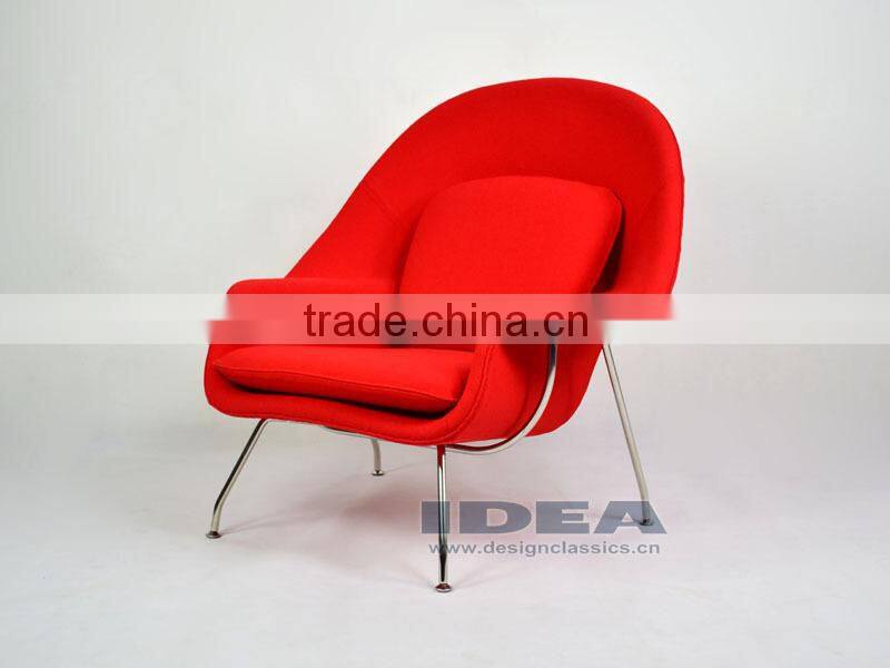Replica Eero Saarinen Womb Chair and Ottoman - Red Wool Fabric