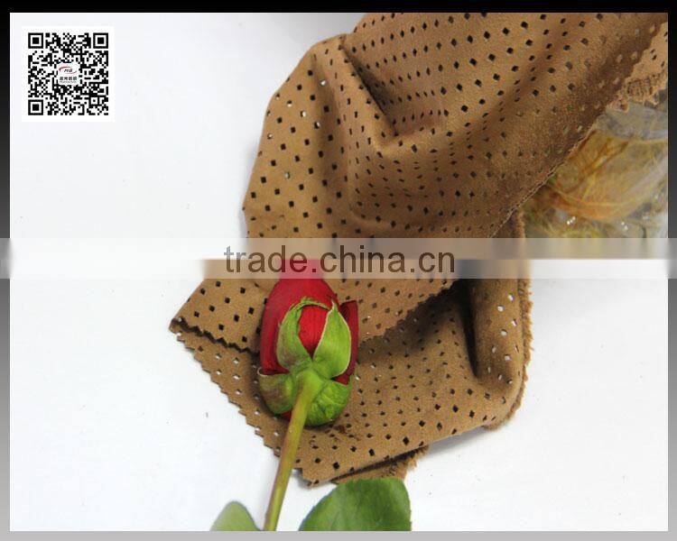 China direct factory 2016 fashion faux suede punching fabric 95% polyester 5% spandex for ladies jacket,ladies dress
