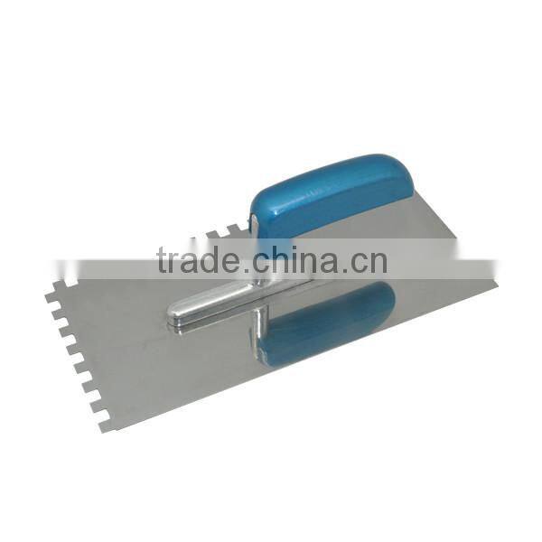 German Notched Stainless Steel Plastering Trowel with Wooden Handle