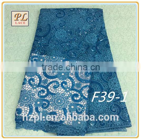 2015 best selling new high quality french lace with sequins for women dress