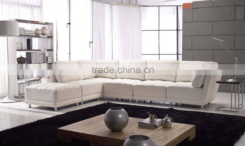 Dhouse livingroom furniture white leather sectional sofa 8030