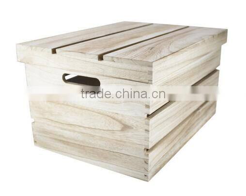 Vintage Wooden Storage Crate With Lids
