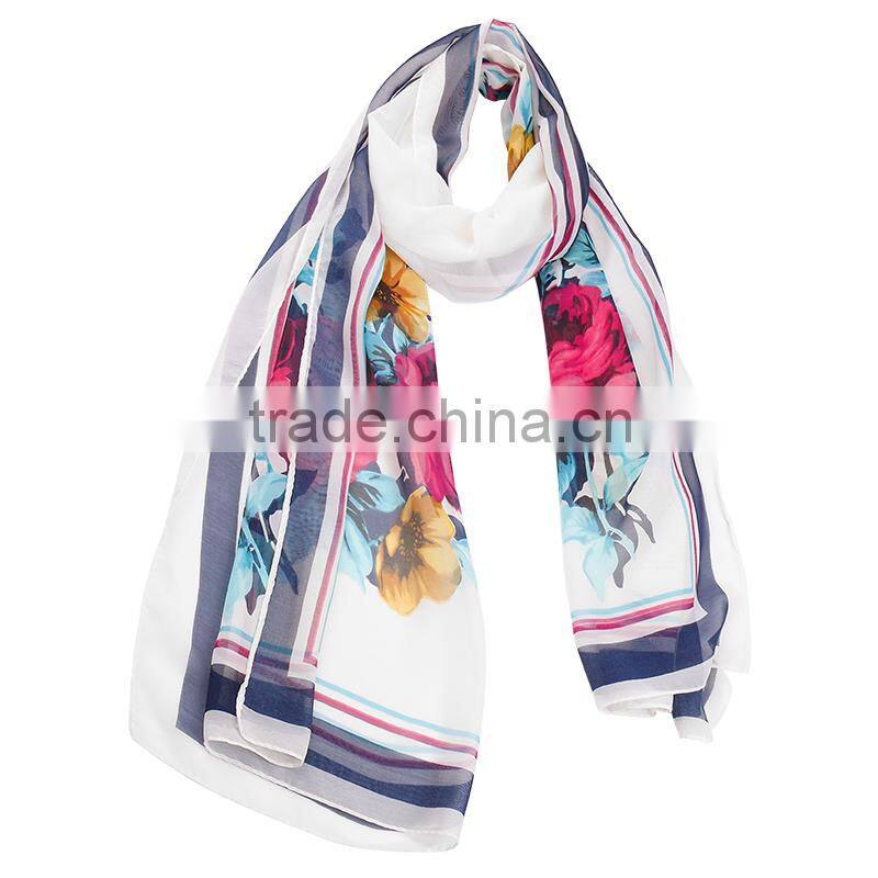 2015 Fashionable Flower Chiffon Scarf In Stock Whole Sale Hot Sale