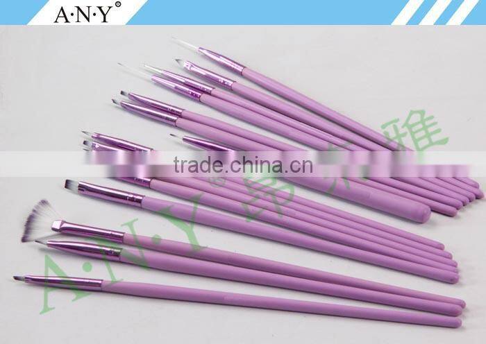 ANY Professional Purple Wood Handle Nail Art Painting Design Nylon Hair Nail Brush Nail Art Set