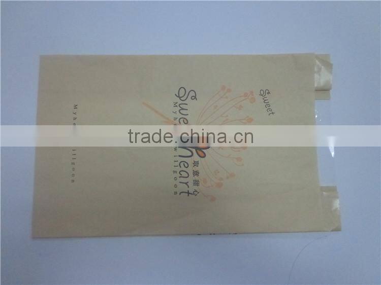Clear window food packing brown bread packaging paper bag with side gusset
