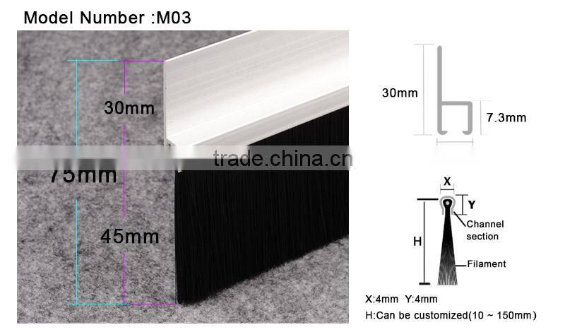 Aluminium Holder Weather Proof Wooden Door Bottom Sweep