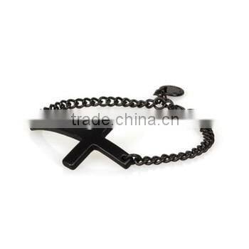 Plating black cross chain bracele for men's in stainless steel jewellery wholesale