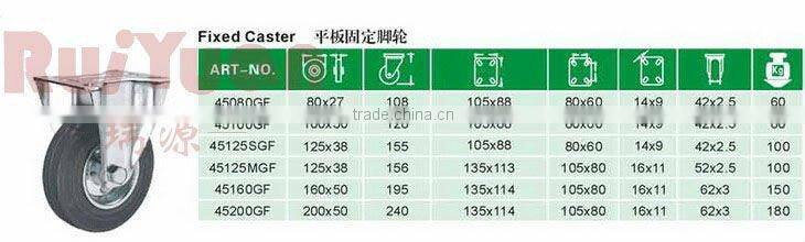 European type gray rubber fixed industrial caster