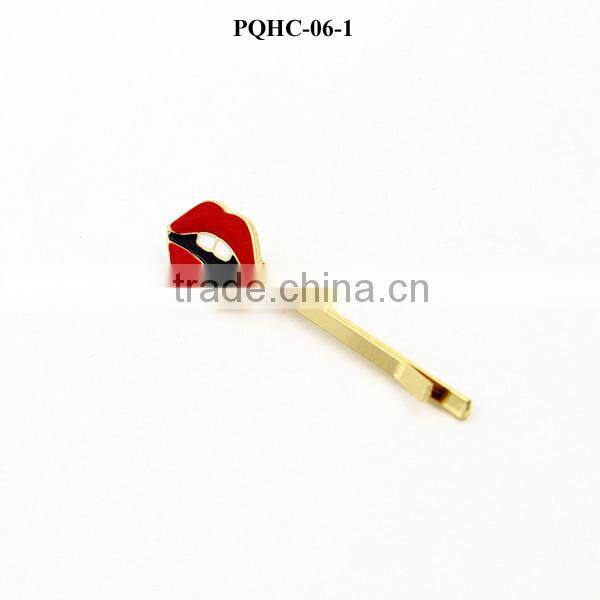 Fashionable beautiful punk kiss me sexy red lips hairpin jewelry headwear