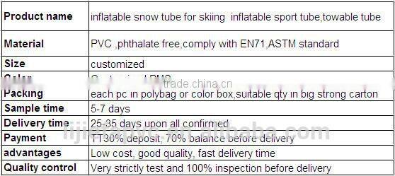 Inflatable snow tube for skiing,inflatable sport tube, durable pvc water tube with handles