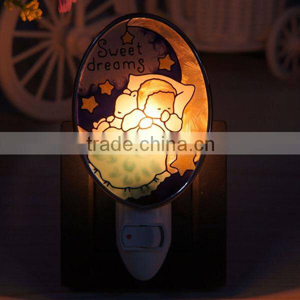 Hand-painted art glass night light