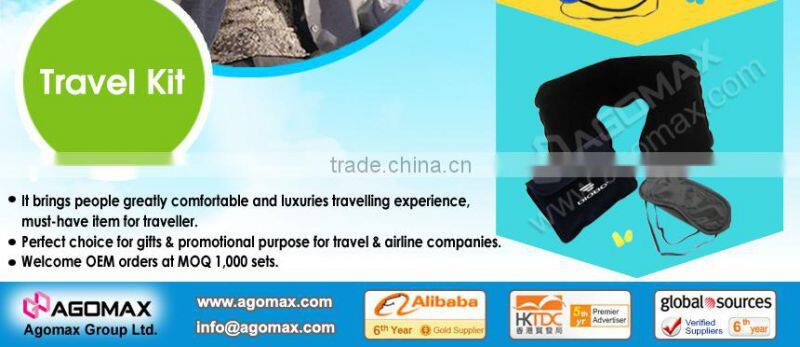 Promotional gift durable eyemask pillow airline travel kit