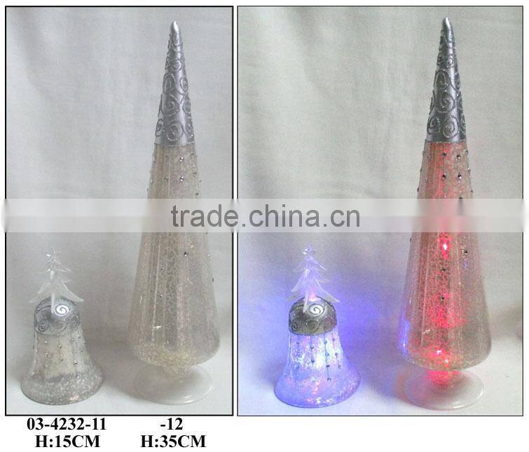 Hand Painted Silver LED Light Christmas Tree with Diamonds
