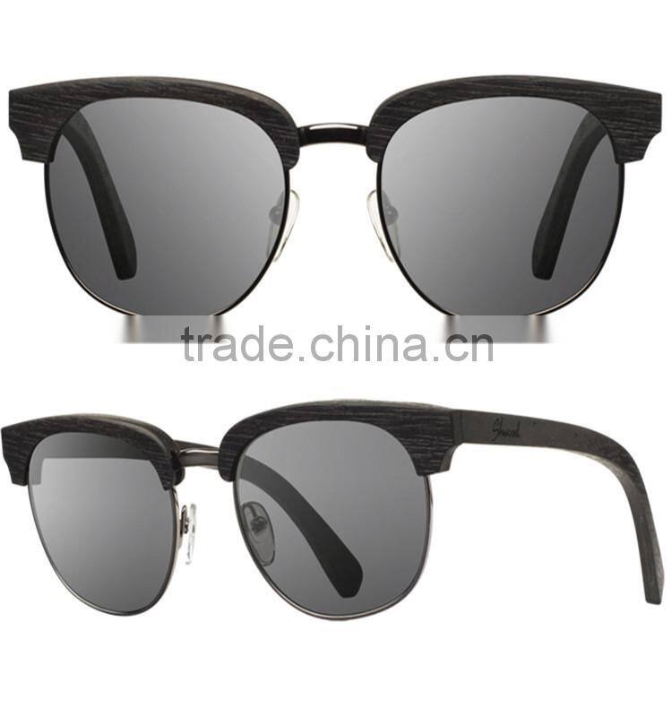 2015 Custom Wooden Half Frame Sunglasses China Wholesale