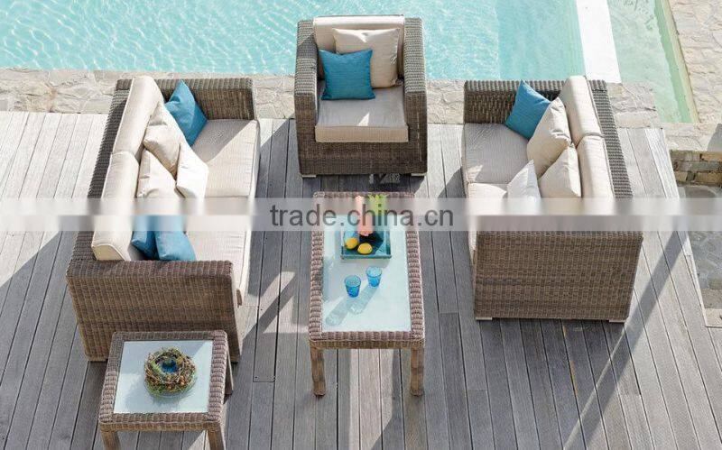 Modular wicker synthetic rattan sofa set outdoor furniture - Poly rattan sofa set-Outdoor garden chair