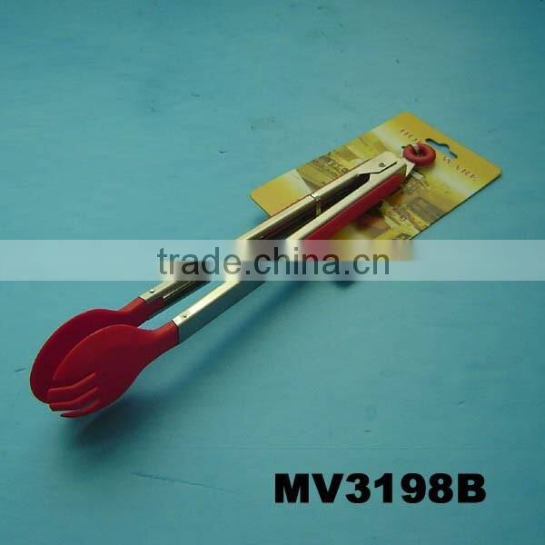 BEST SELLING 12" STAINLESS STEEL TONG CLIP WITH NYLON HEAD FOR FOOD