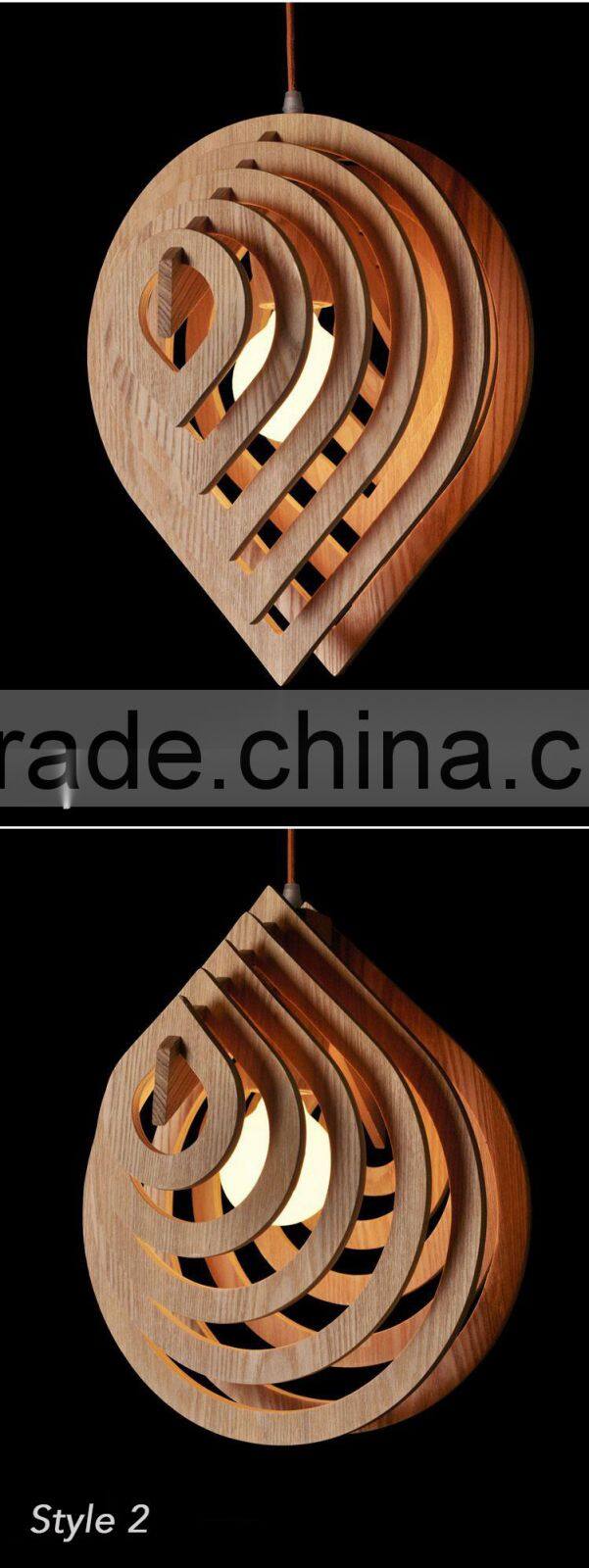 Nordic Creative Brief Wooden Pendant Lamps Water Drop Shape Living Room Bedroom Lighting Fixtures Holiday Living Christmas Light