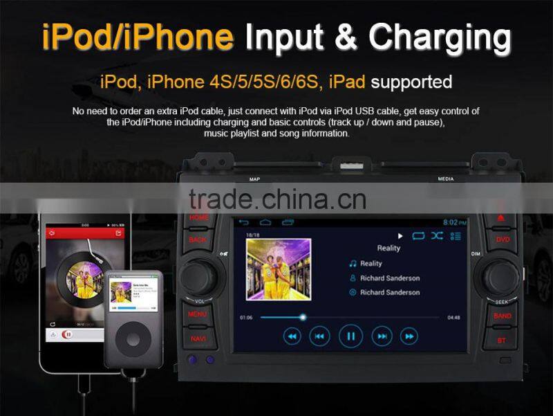 7 Inch android 4.4 quad core Car GPS for TOYOTA PRADO 2002 2003 2004 with Russia Menu support TPMS