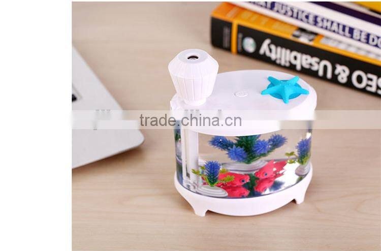 New arrival 3 in 1 usb mini humidifier night light fish tank mist diffuser for home office