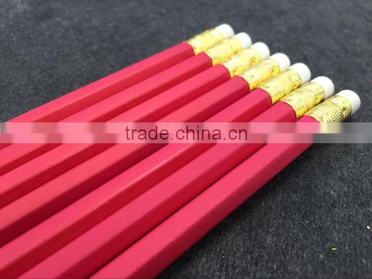 High quality HB hexagonal rubber tip 7 inch wooden lapices Pencil