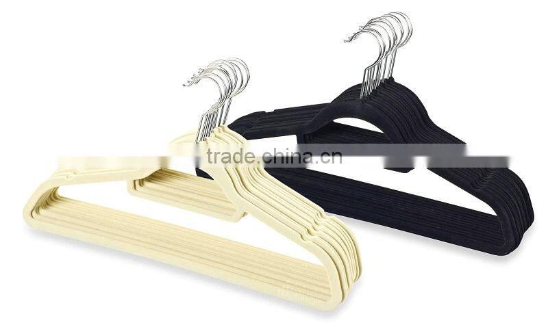 Non-Slip Velvet Clothes Hangers with Notched Frames, Suit Hanger, Flocked Hanger