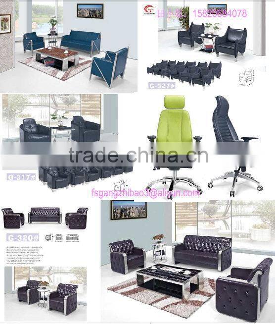bright black PU leather office sofa single sofa metal armrest sofa G-310
