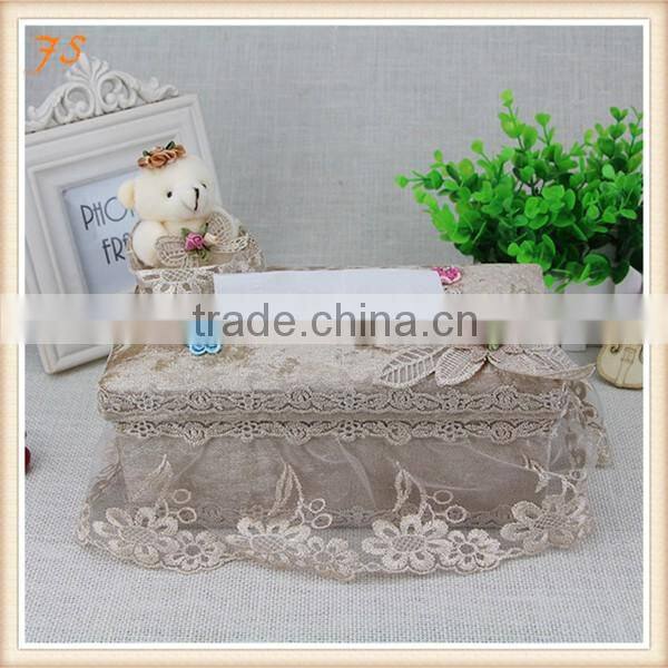 Cute round tissue box /cotton and linen desk storage cylinder tissue box