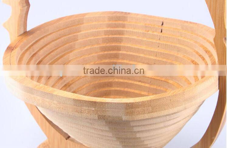 Woven Food Bread Storage Bamboo Wood Folding Fruit Picking Basket