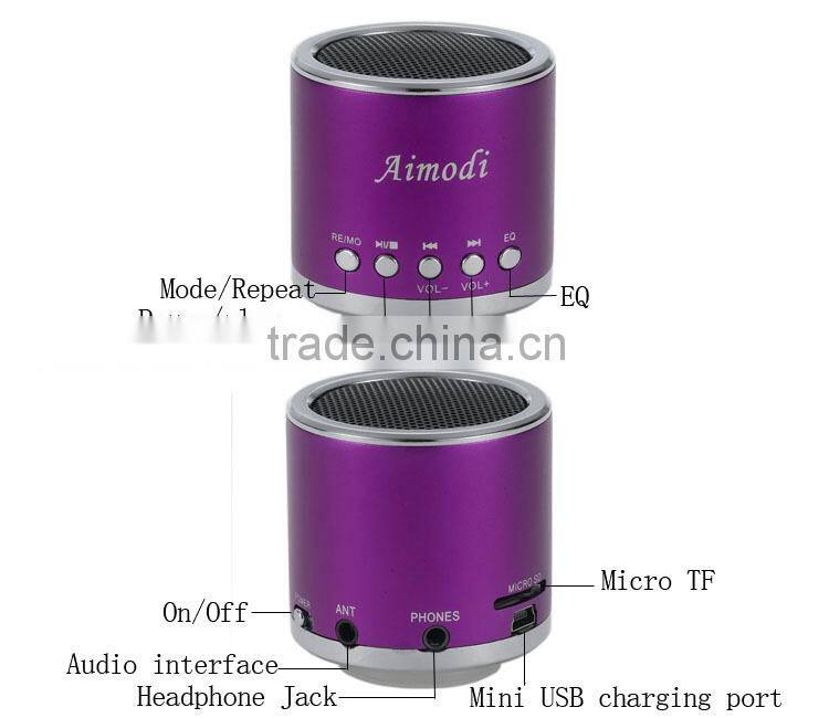 Portable mini speaker Micro TF card Line in audio input function FM audio