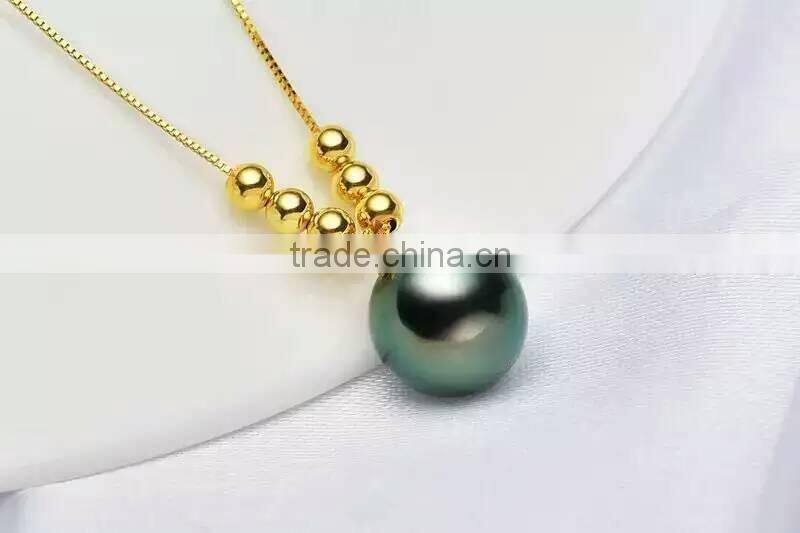 Valentines Gift 9-10mm Black Tahitian Pearl Pendant 2016 Modern 18k gold Pendant