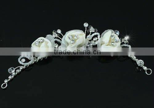 Bridal Flexible Ivory Satin Rose Hair Flowers CT1399