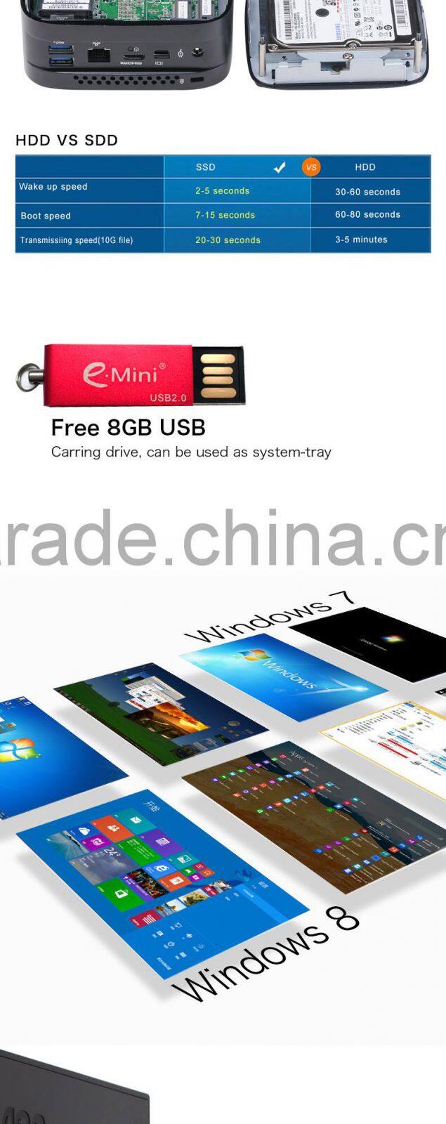 New product Intel i5 quad core windows 7 windows 8 mini pc x86