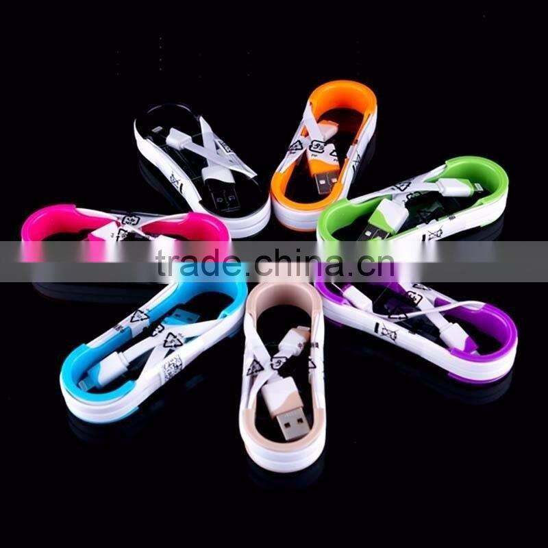 For iphone 6 usb cable with Double Color Noodle cable mobile phone accessories