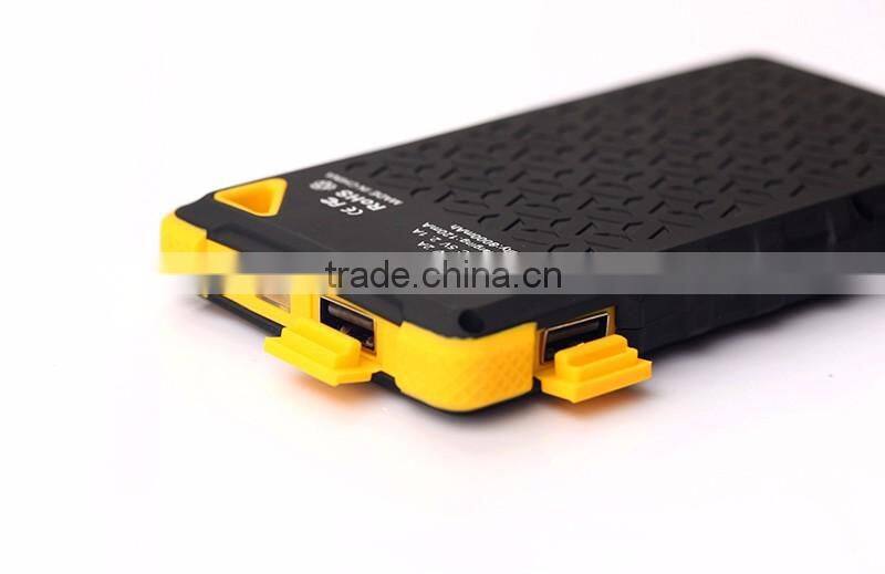 Hot waterproof 8000mah portable solar power charger for samsung mobile phone