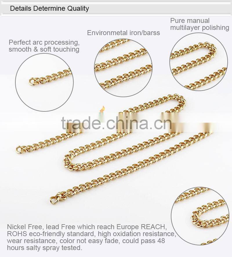 European feature metal 18K shining gold chain for handbag