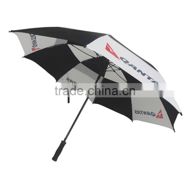 30" strong fiberglass frame windproof double canopy golf umbrella