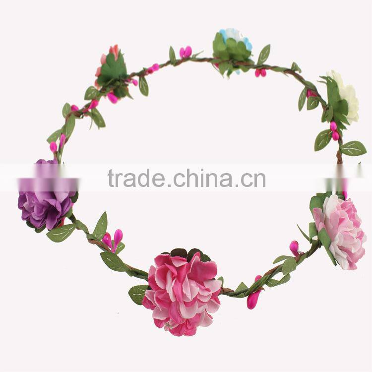Fashion chrysanthemum hairband ,bohemian style flower tiara/crown wedding headband for bridal