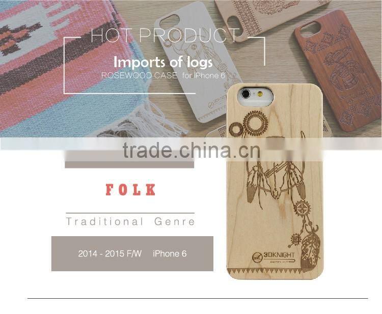 Wood Case for iPhone 6 Wooden 6Plus New Cover Natural Real Walnut Bamboo Carving Pattern Wood Smooth Back Cover